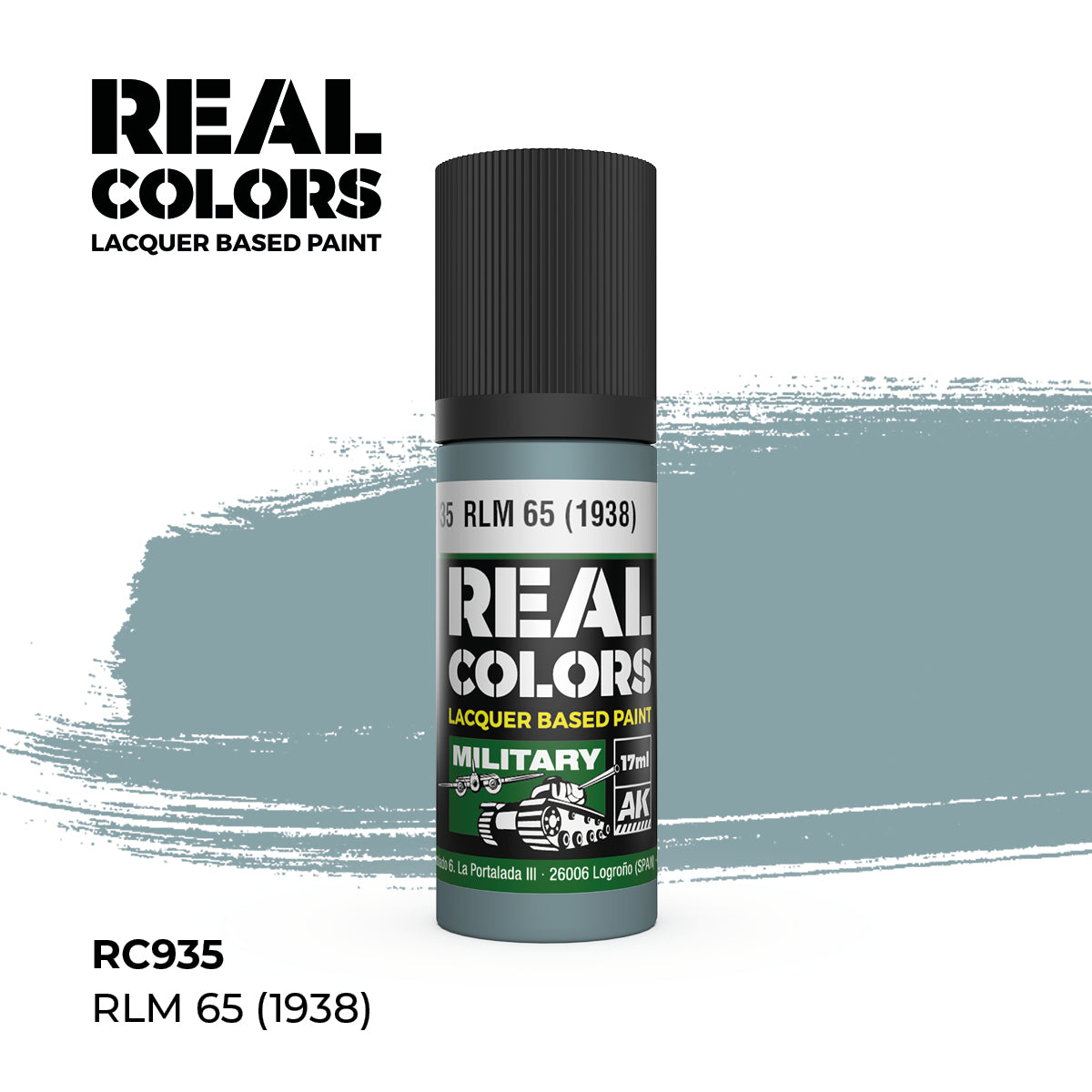 AK Interactive RC935 Real Colors Military RLM 65 (1938) - 17 ml Paint Bottle