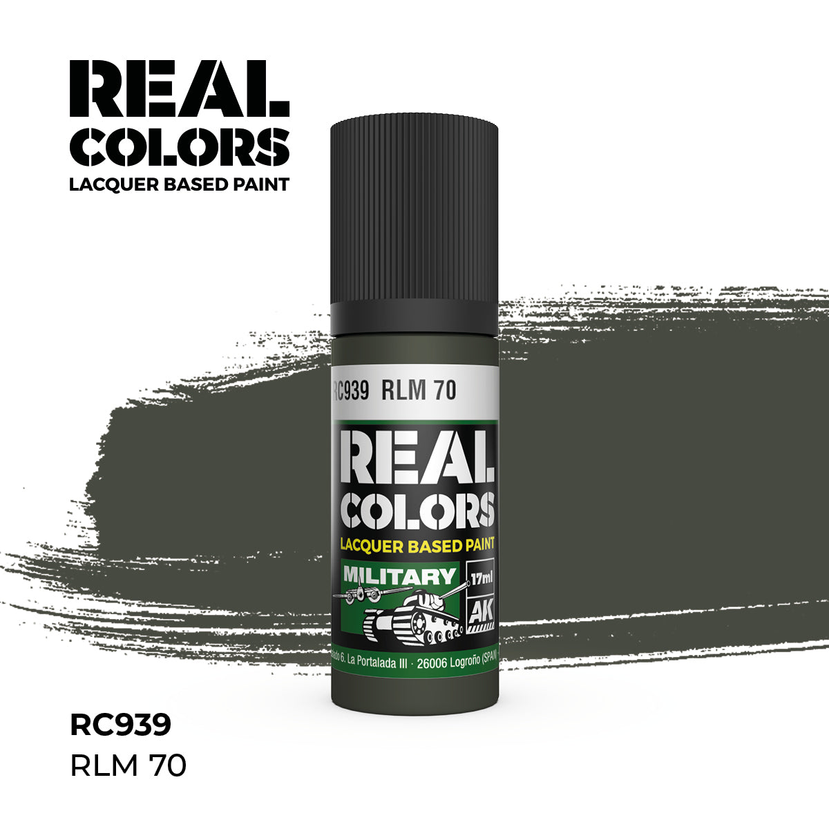 AK Interactive RC939 Real Colors Military RLM 70 Lacquer - 17 ml Paint Bottle