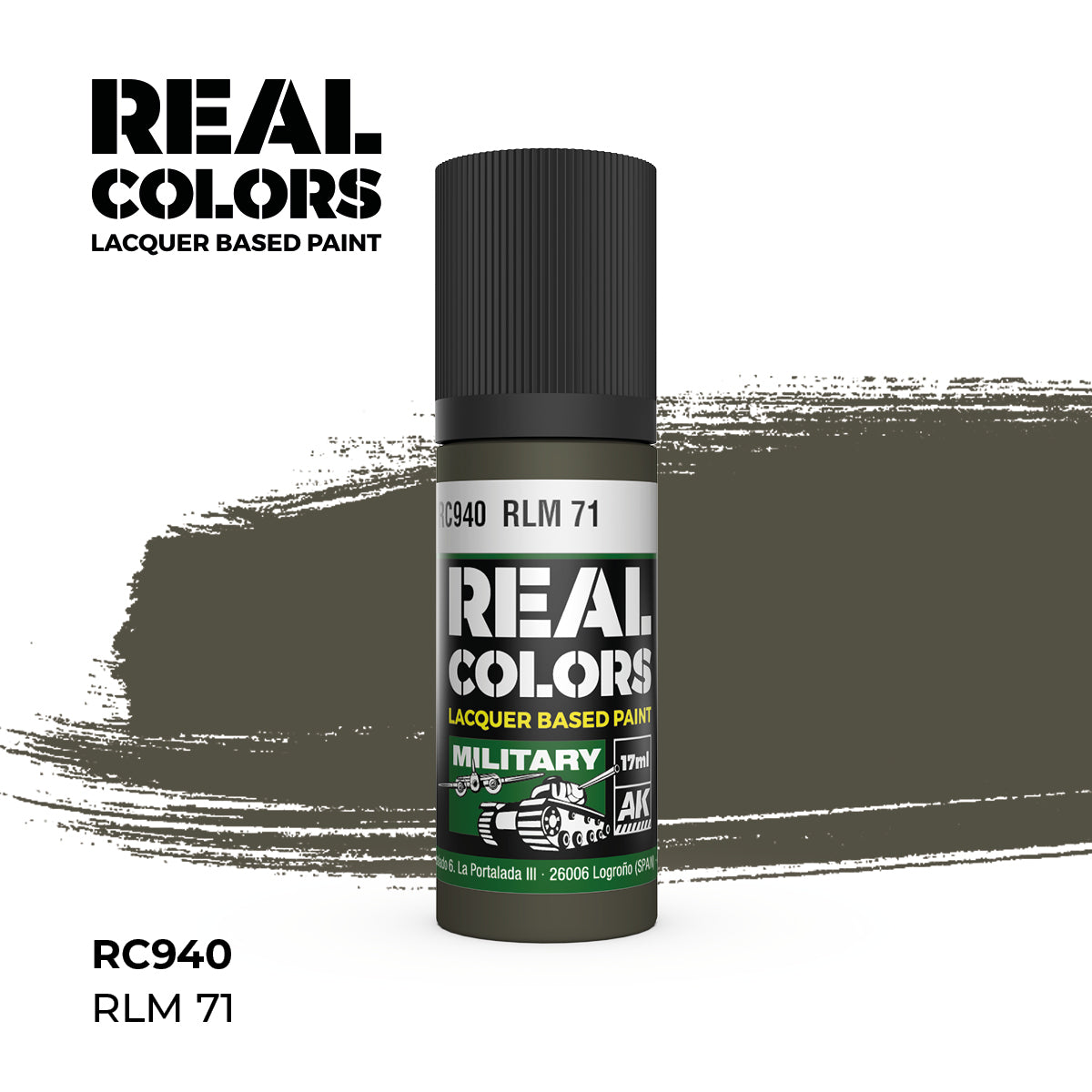 AK Interactive RC940 Real Colors Military RLM 71 Lacquer - 17 ml Paint Bottle