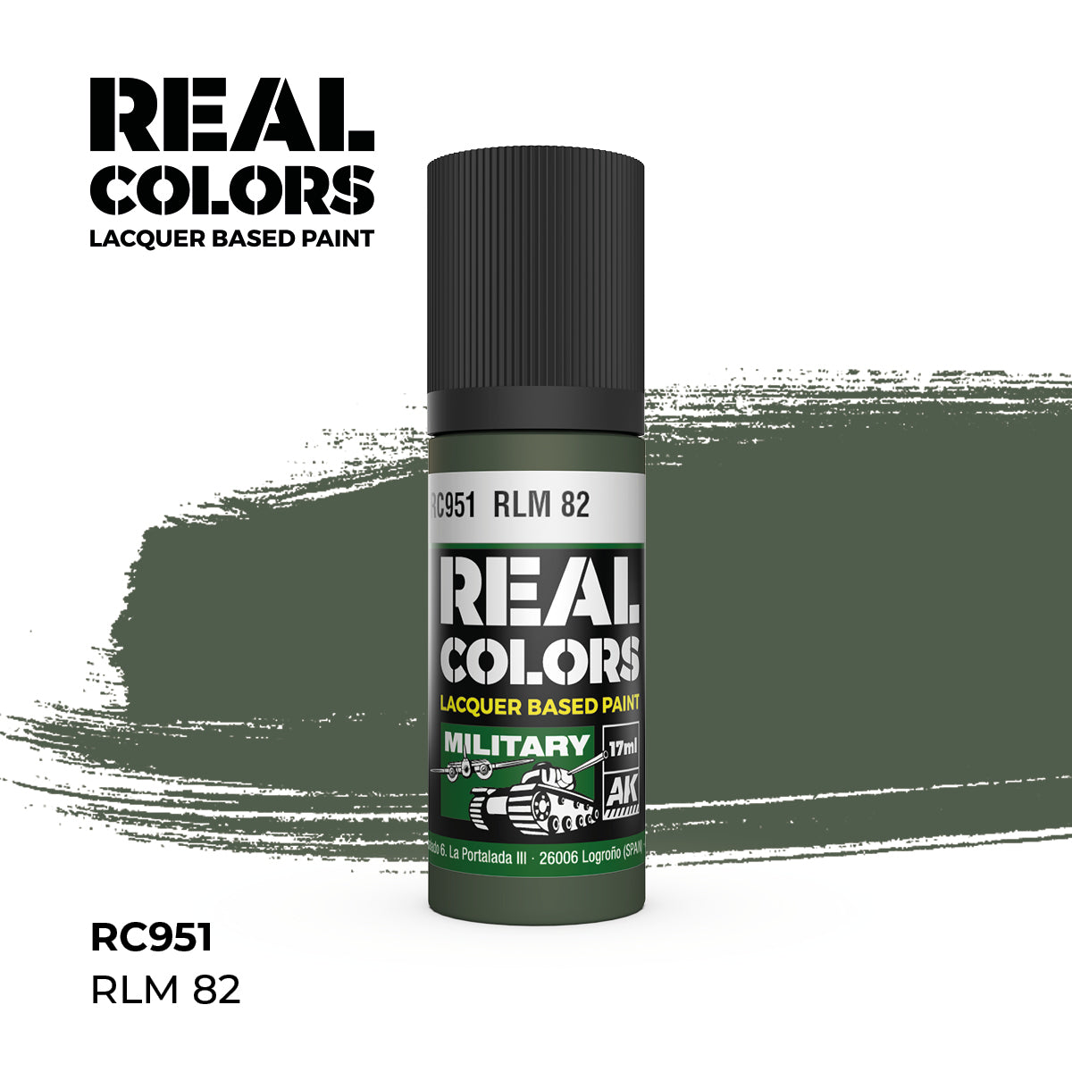 AK Interactive RC951 Real Colors Military RLM 82 Lacquer - 17 ml Paint Bottle
