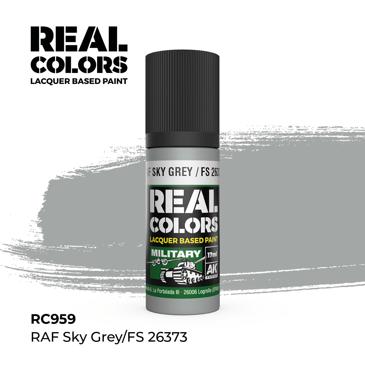 AK Interactive RC959 Real Colors Military RAF Sky Grey - 17 ml Paint Bottle