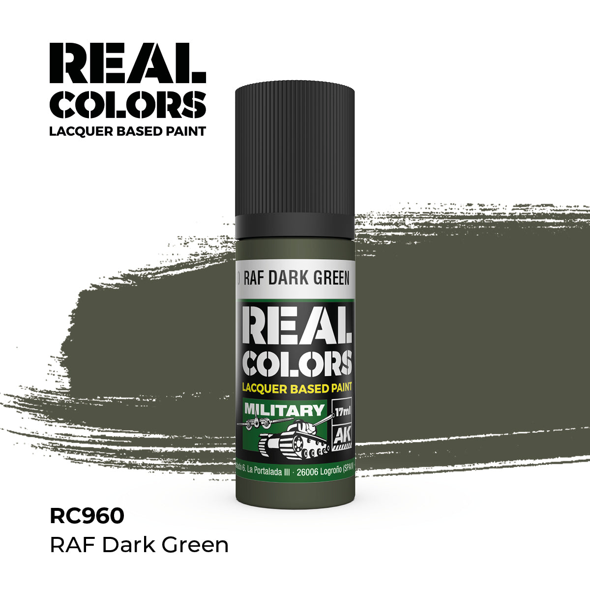 AK Interactive RC960 Real Colors Military RAF Dark Green - 17 ml Paint Bottle
