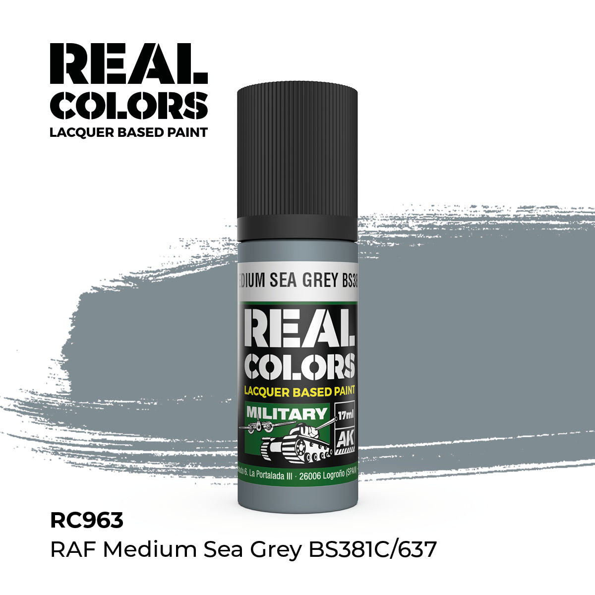 AK Interactive RC963 Real Colors Military RAF Medium Sea Grey - 17 ml Bottle