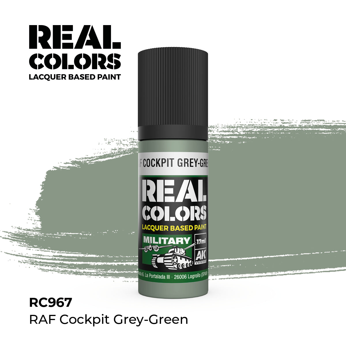 AK Interactive RC967 Real Colors Military RAF Cockpit Grey-Green - 17 ml Bottle