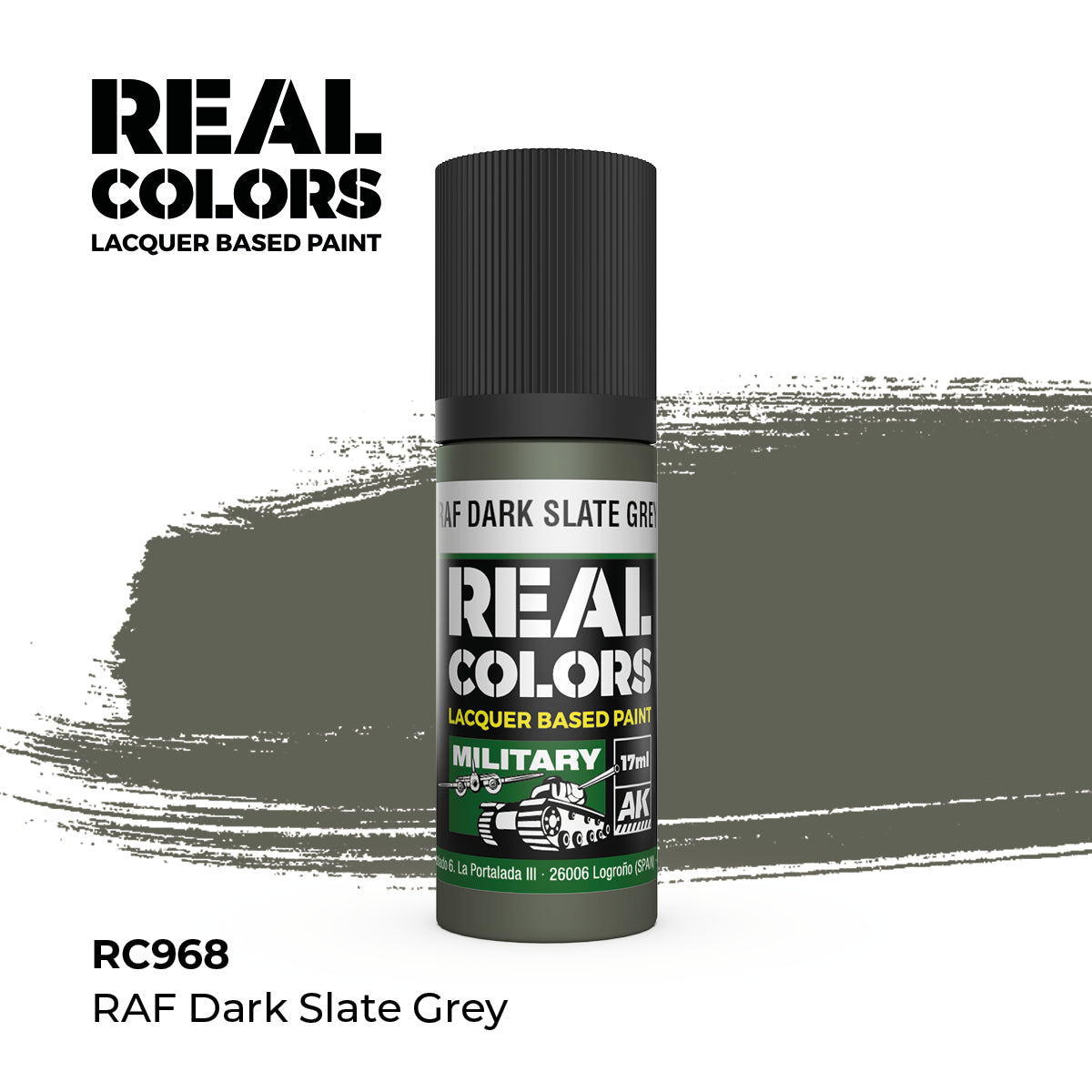 AK Interactive RC968 Real Colors Military RAF Dark Slate Grey - 17 ml Bottle