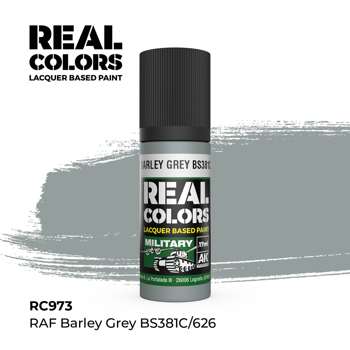 AK Interactive RC973 Real Colors Military RAF Barley Grey - 17 ml Paint Bottle