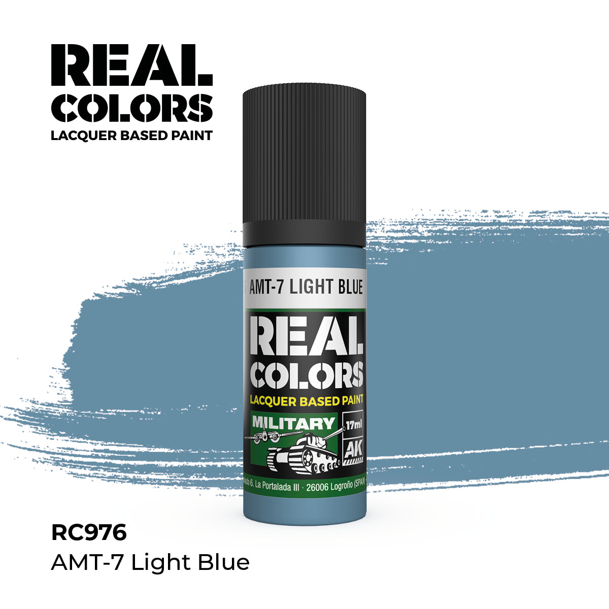 AK Interactive RC976 Real Colors Military AMT-7 Light Blue - 17 ml Paint Bottle