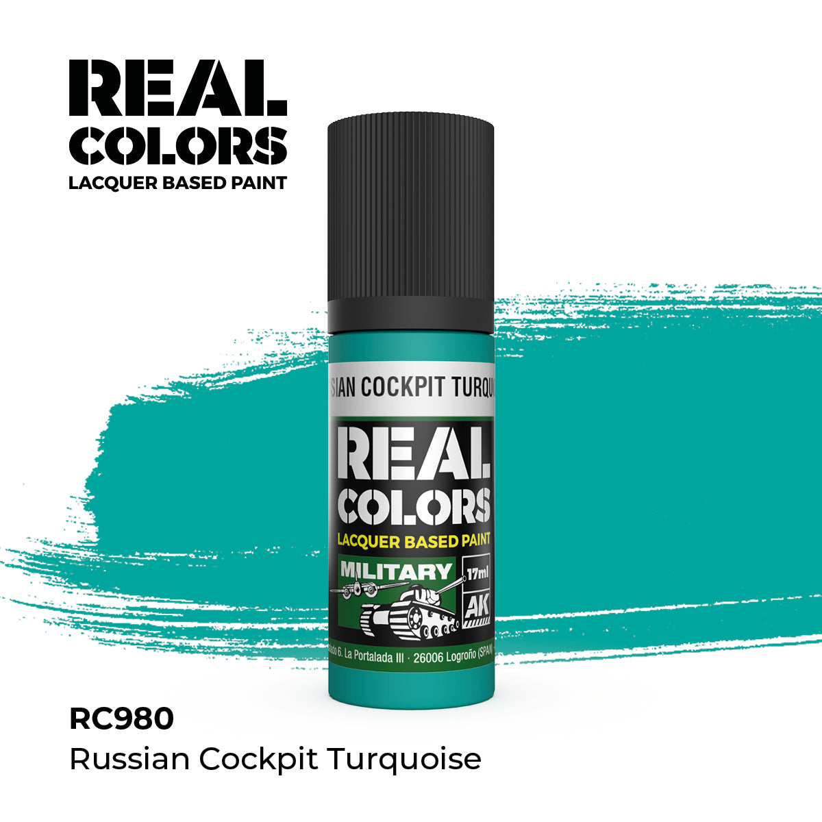 AK Interactive RC980 Real Colors Military Russian Cockpit Turquoise 17 ml Bottle