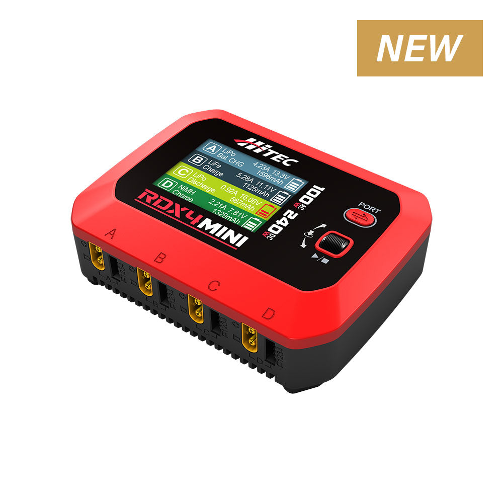 Hitec RCD 44350 RDX4 Mini 240W DC 100W AC Battery Charger (1-4S)