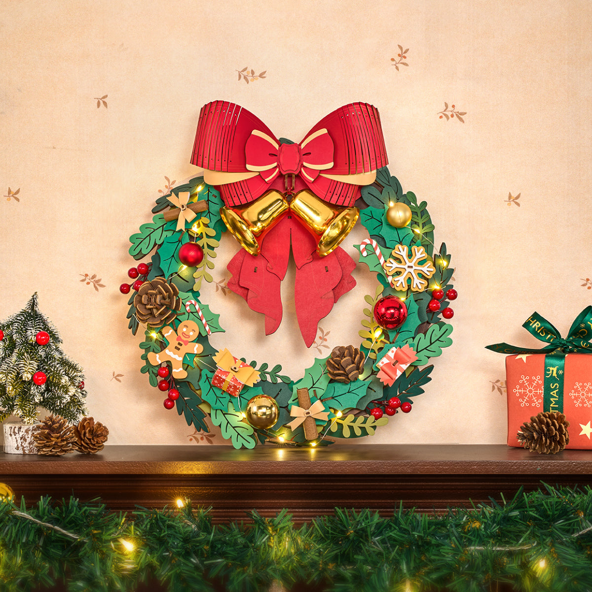 Robotime TGL04 Rolife Christmas Wreath 3D Wooden Puzzle
