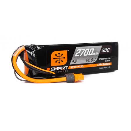 Spektrum X27004S30 2700mAh 4S 14.8V Smart LiPo 30C Battery; IC3