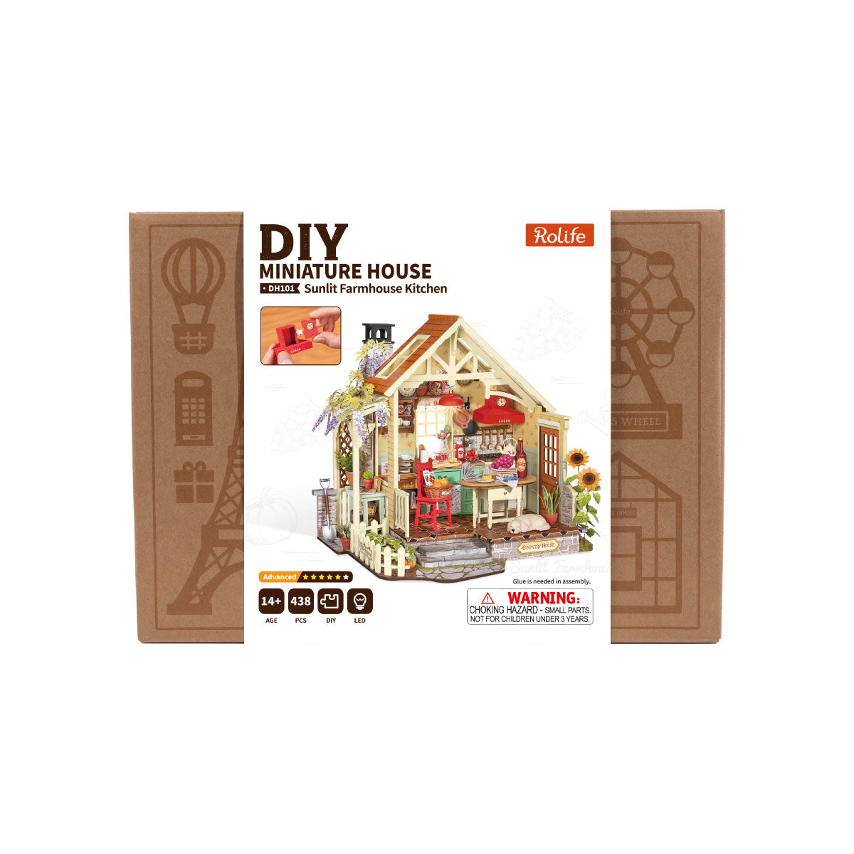 Robotime DH101 Rolife Sunlit Farmhouse Kitchen DIY Miniature House