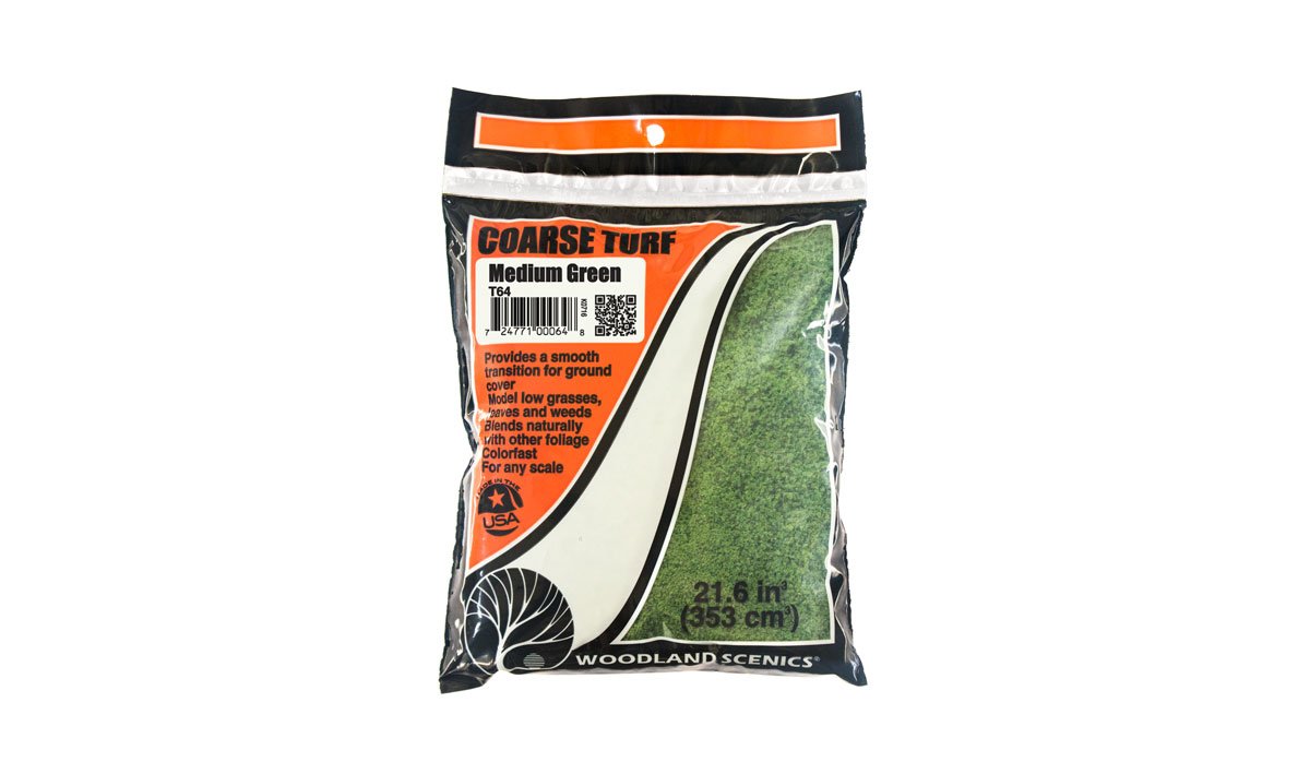 Woodland Scenics T64 Medium Green Coarse Turf 18 Cu. In. Bag