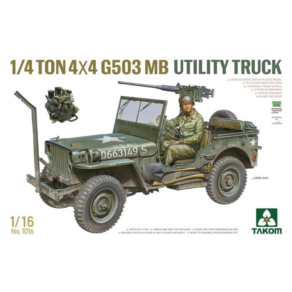 Takom 1016 1:16 1/4-Ton 4X4 G503 MB Utility Truck Plastic Model Kit MT/Box
