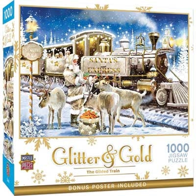 Train Enthusiast Vendors 724404 Glitter & Gold - The Gilded Train Jigsaw Puzzle