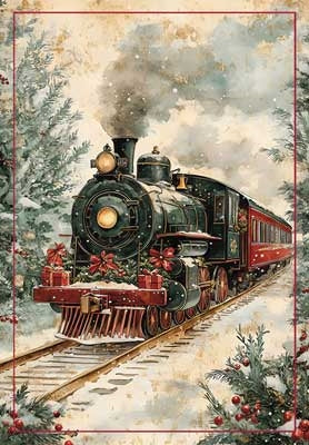 Train Enthusiast Vendors 76582 Steam Train Christmas Cards