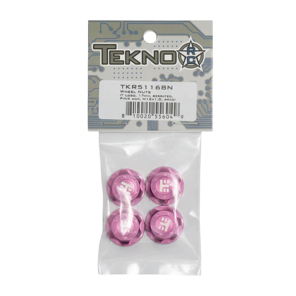 Tekno RC TKR5116BN 1:8 17mm Pink Aluminum Serrated Wheel Nuts (Pack of 4)