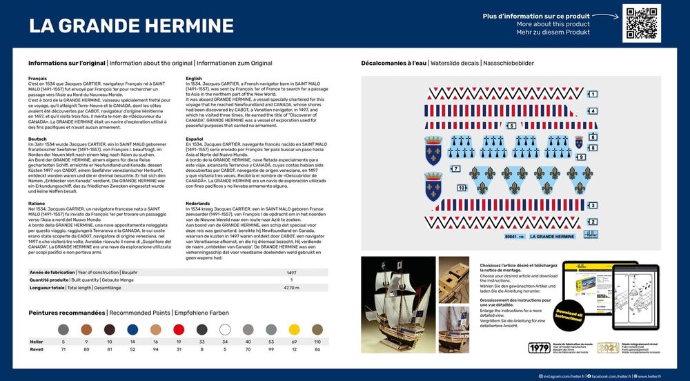 Heller 56841 1:150 La Grande Hermine Starter Kit