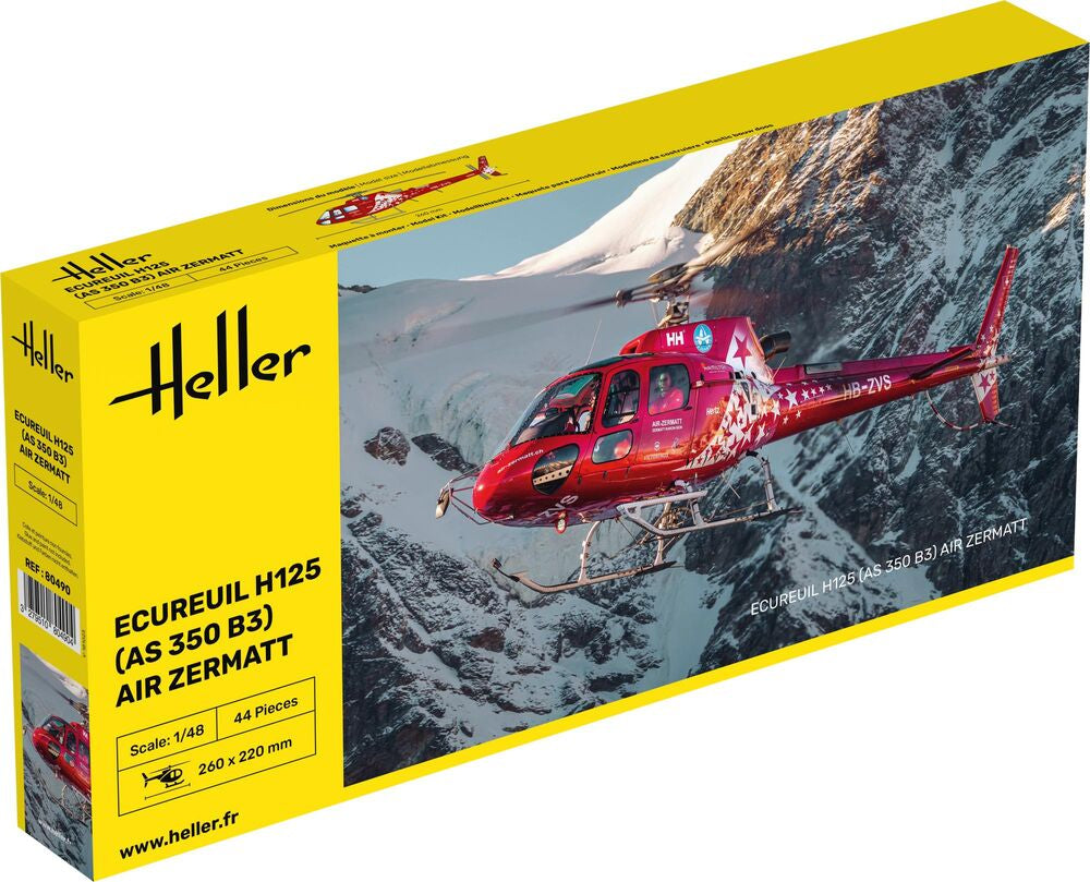 Heller 80490 1:48 Ecureuil H125 (AS 350 B3) Air Zermatt Helicopter Model Kit