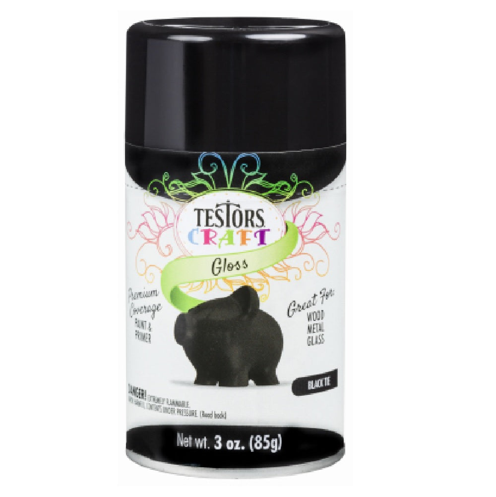 Testors 304352 Black Tie Gloss Aerosols Paint - 3 oz. Spray Can