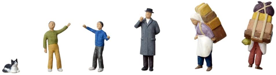 TomyTec 284499 HO Train Passengers with Cat Figure (Set of 6)
