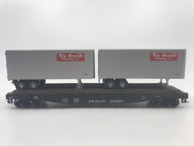 Athearn 92397 HO D&RGW 50' Flat Car w/Two 25' Trailers #20029 NIB
