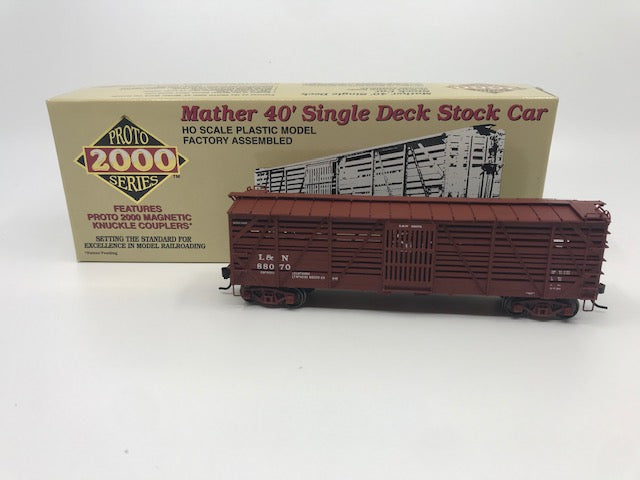 Proto 2000 88070 HO Scale L&N Mather 40' Single Deck Stock Car LN/Box