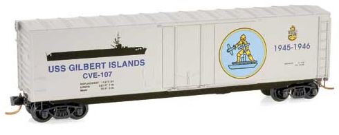 Micro-Trains 03800406 N Navy Series USS Gilbert Islands 50' Boxcar #CVE-107 LN/Box