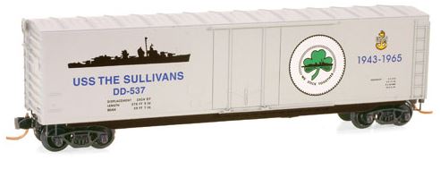 Micro-Trains 03800407 N Scale Navy Series USS The Sullivans 50' Boxcar #DD-537 LN/Box