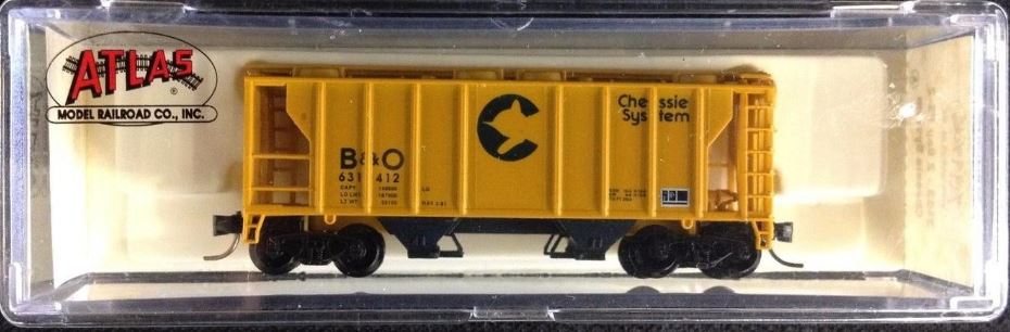 Atlas 3153 N Scale B&O Chessie System 2 Bay PS-2 Hopper #631412