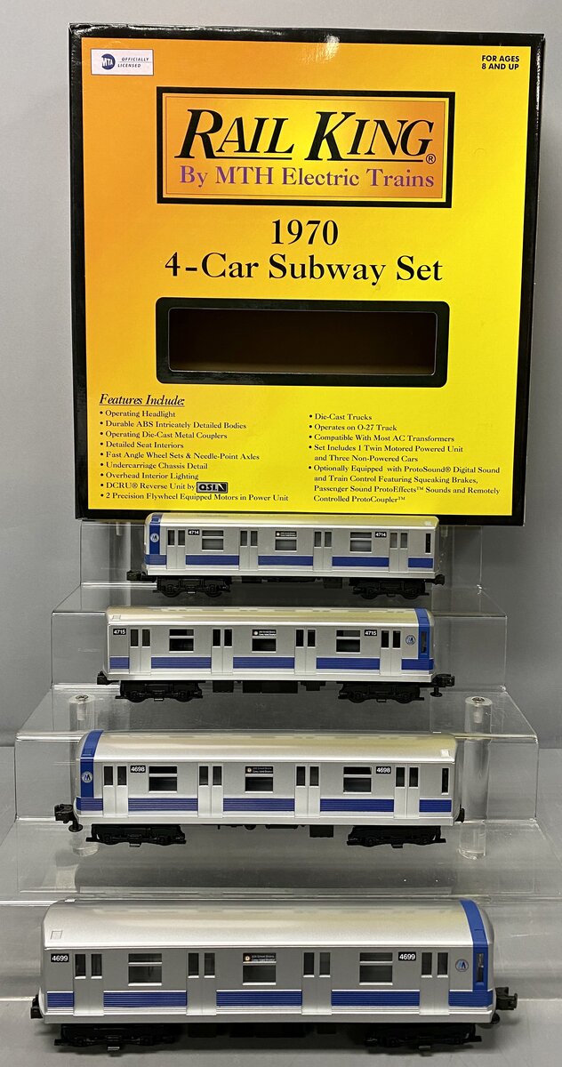 MTH 30-2122-1 O Gauge MTA New York City R-42 Subway Car Set w/PS1 EX/Box