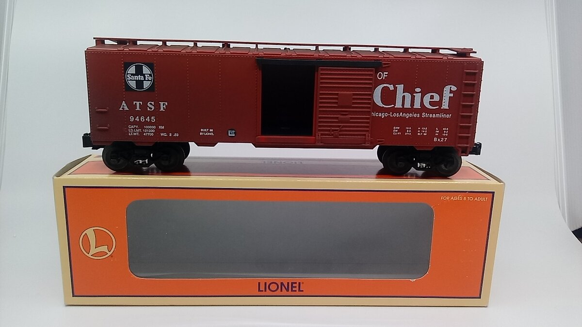 Lionel 6-17244 O Gauge AT&SF Route of the Chief Boxcar #94645