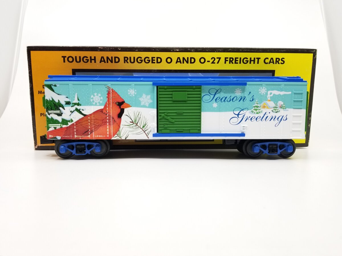 MTH 30-74657 O Gauge Seasons Greetings Box Car NIB