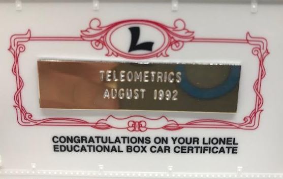 Lionel 6-19925 Lionel Learning Center Boxcar with Plate LN/Box