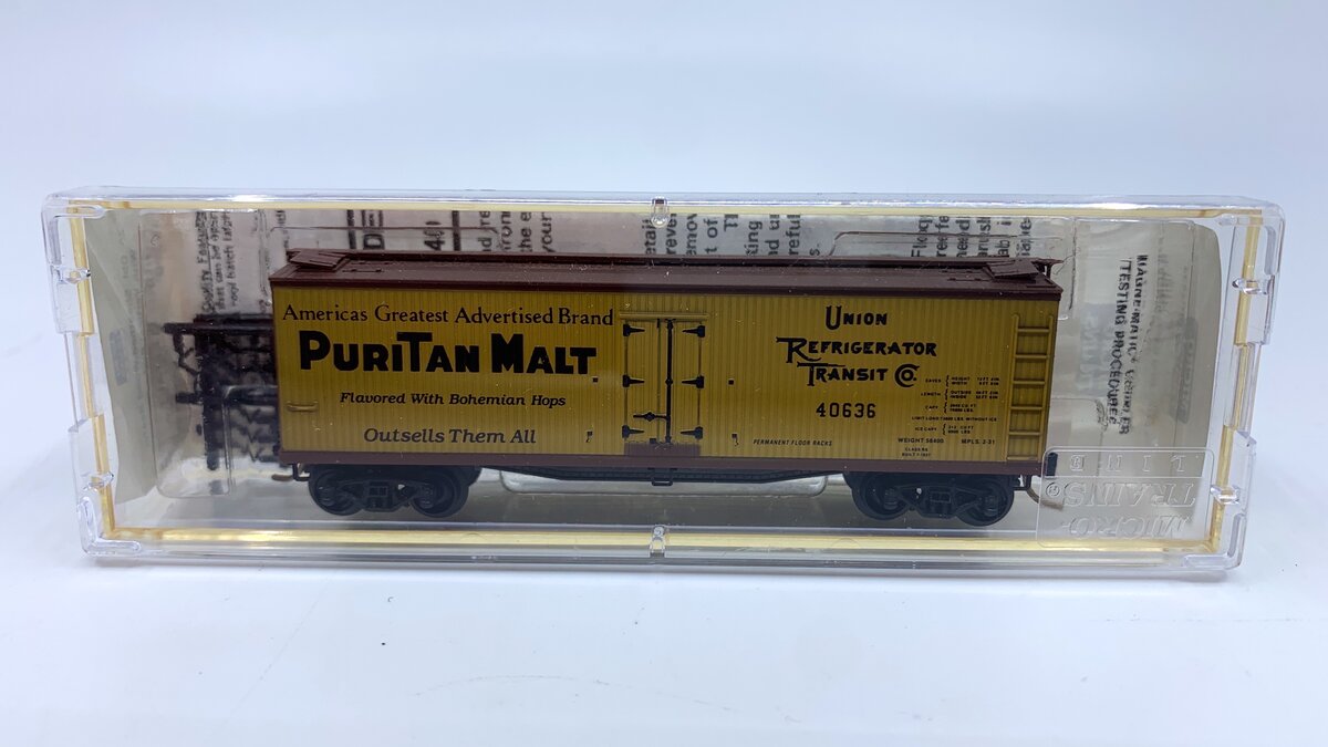 Micro-Trains 04900350 N Puritan Malt 40' Double Sheathed Wood Reefer #40636 NIB