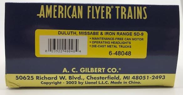 American Flyer 6-48048 S Duluth, Missabe & Iron Range SD-9 Diesel Locomotive MT/Box