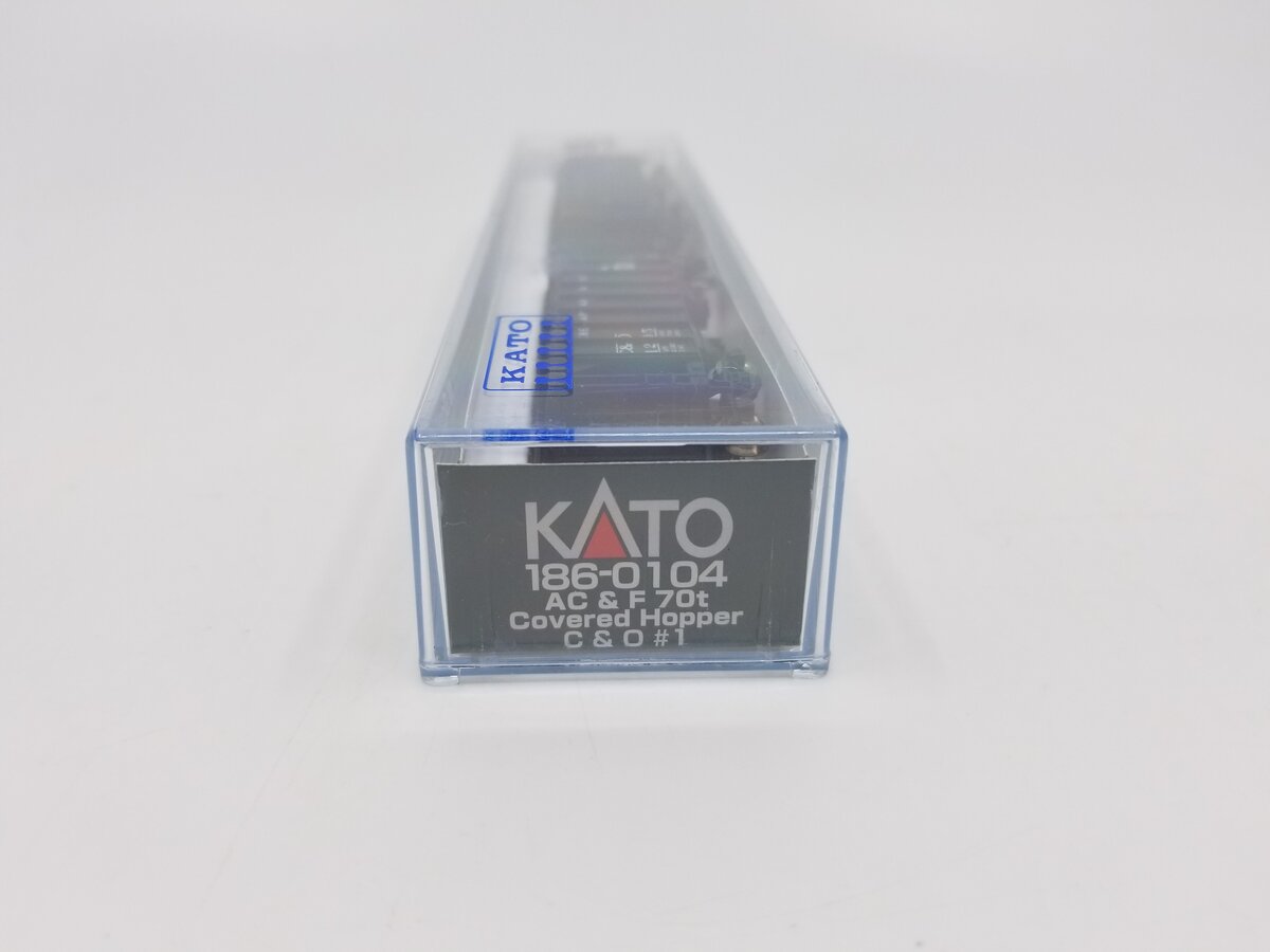 Kato 186-0104 N-Scale C&O ACF 70T 2-Bay Closed Side Covered Hopper #1205, #1013 LN/Box