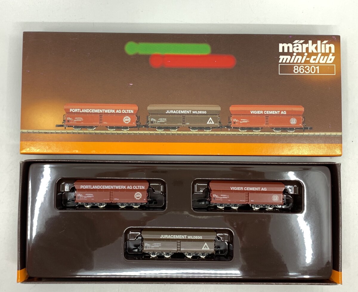 Marklin 86301 Z Scale Swiss Cement Works Hopper Car Set (Set of 3) LN/Box