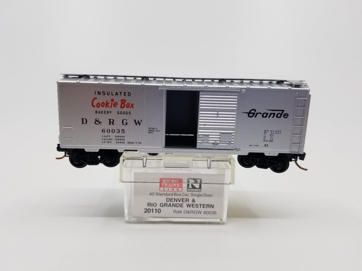 Micro-Trains 02000110 N Scale D&RGW 40' Standard Single Door Boxcar #60035