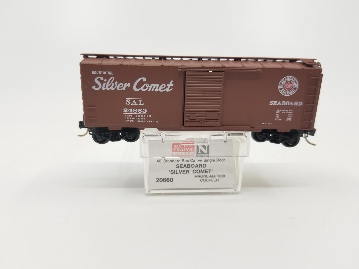 Micro-Trains 02000660 N Seaboard 'Silver Comet' 40' Standard Boxcar #24863 LN/Box