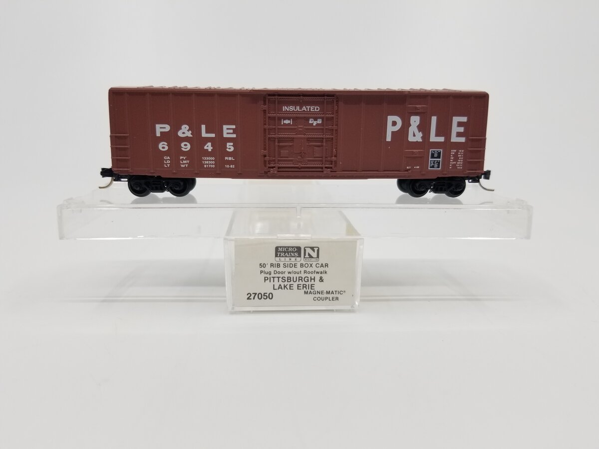 Micro-Trains 02700050 N Scale P&LE 50' Plug Door Rib Side Boxcar #6945 LN/Box
