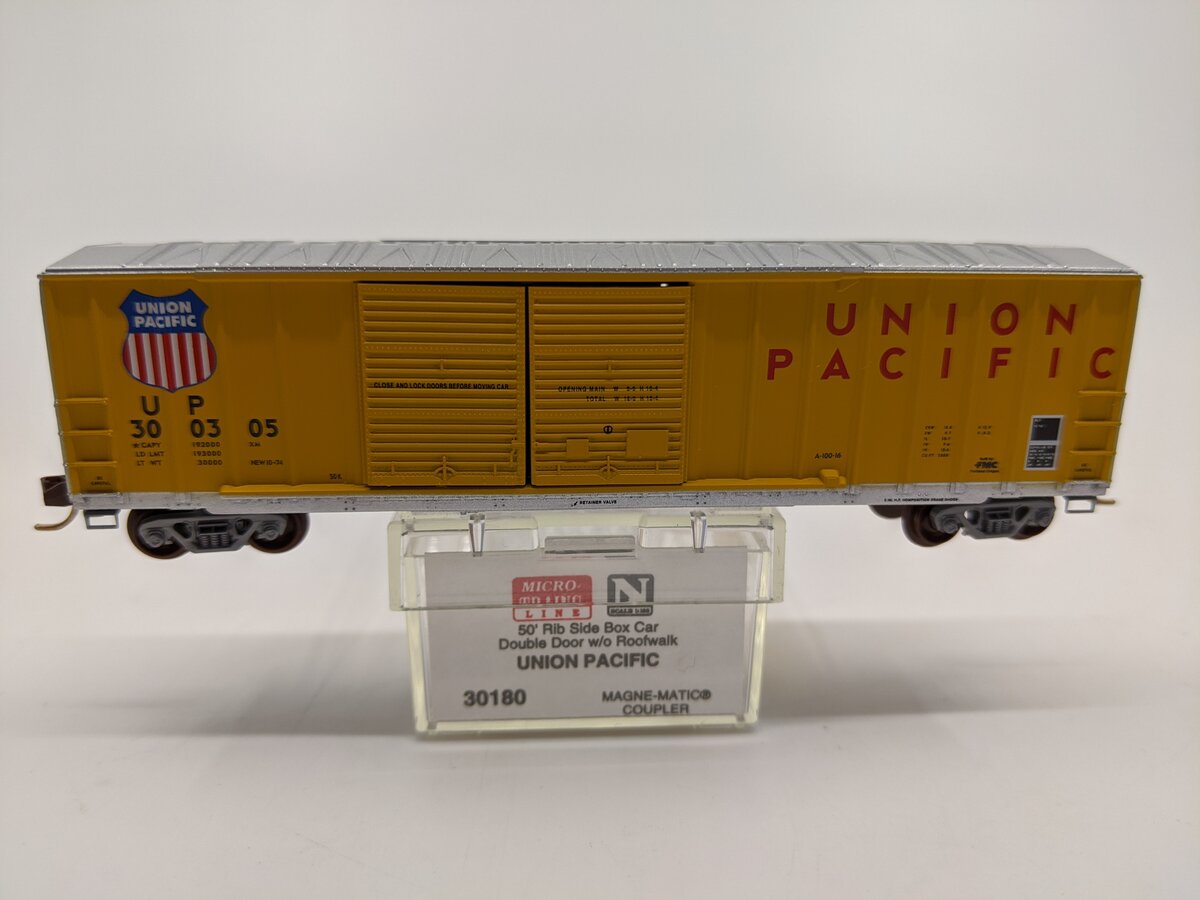 Micro-Trains 03000180 N Union Pacific 50' Double Door Rib Side Boxcar #300305 LN/Box