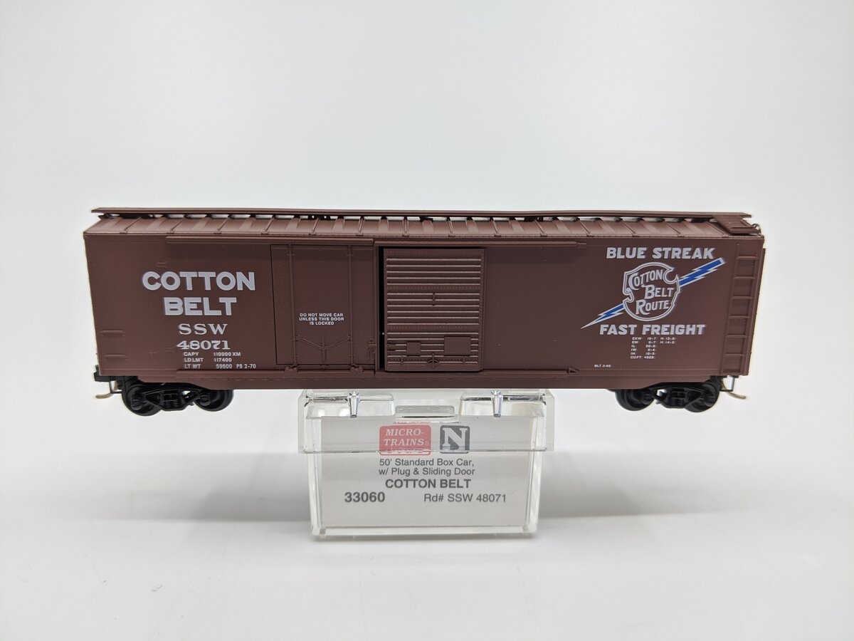 Micro-Trains 03300060 N Cotton Belt 50' Plug & Sliding Door Boxcar #48071