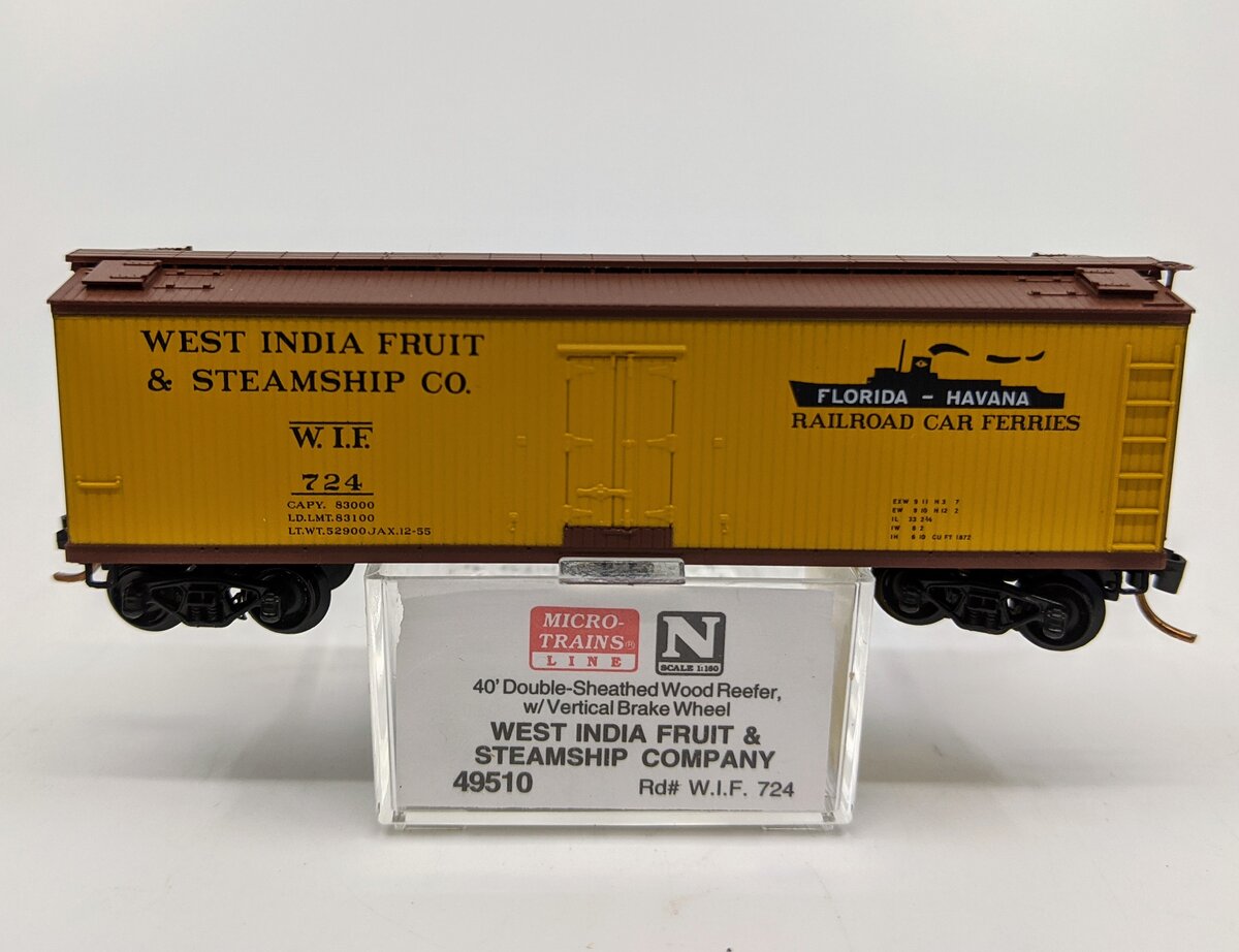 Micro-Trains 04900510 N Scale West India Fruit & Steamship 40' Wood Reefer #724 NIB