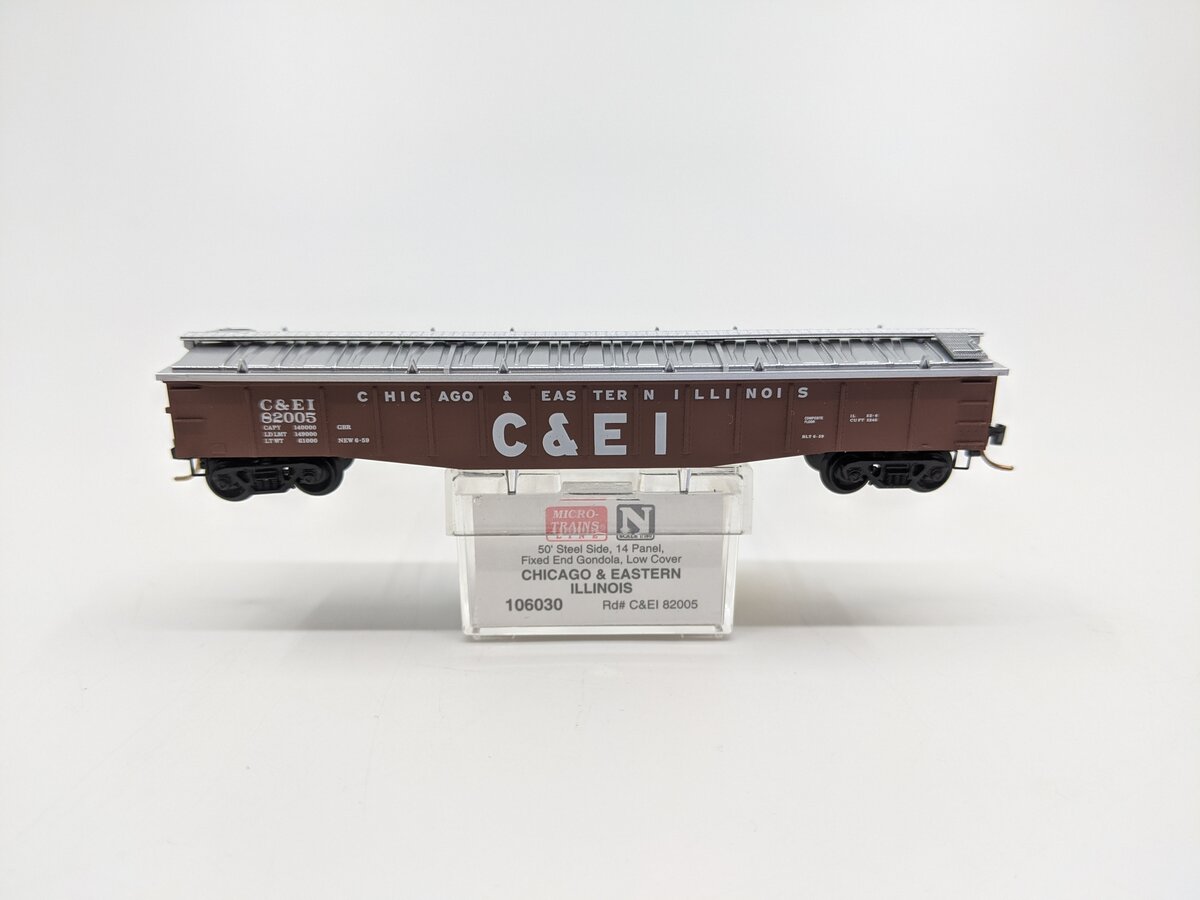 Micro-Trains 10600030 N C&EI 50' 14 Panel Steel Side Gondola w/Cover #82005