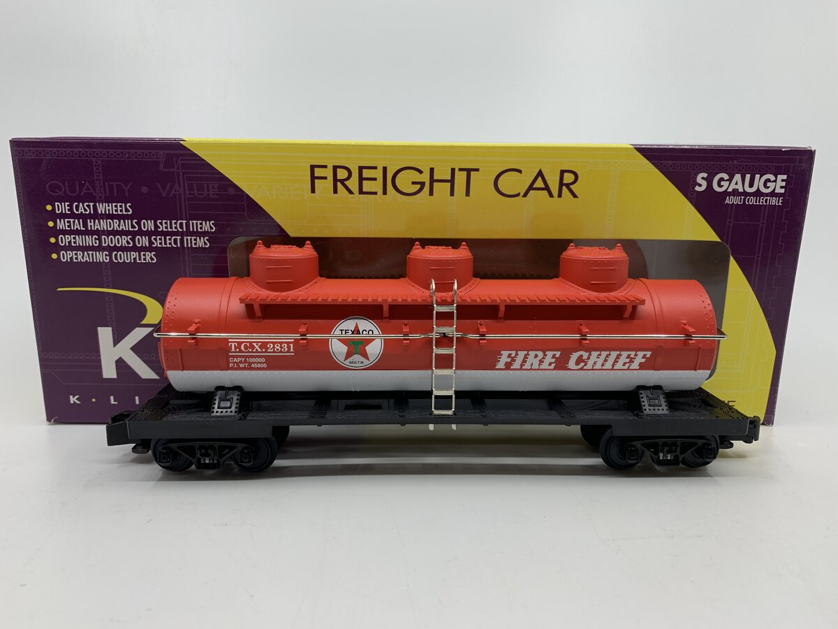 K-Line K511-015 S Gauge Texaco Fire Chief Tank Car #2831 EX/Box