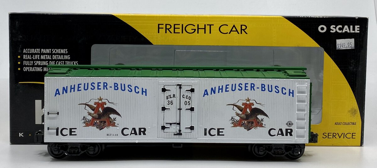 K-Line K762-5606 O Gauge Anheuser-Busch Refrigerator Car #3605 LN/Box