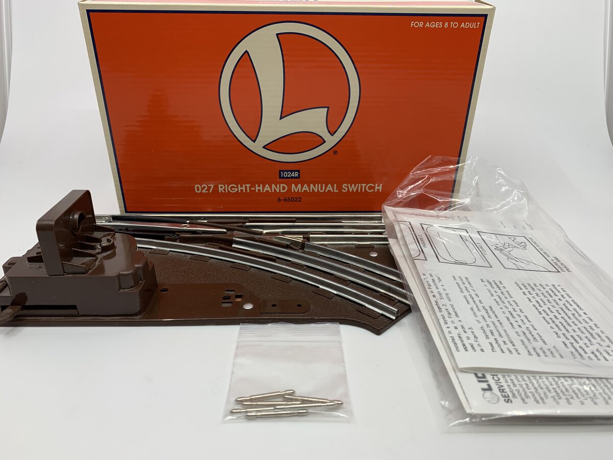 Lionel 6-65022 O 27" Right Hand Manual Switch Turnout EX/Box