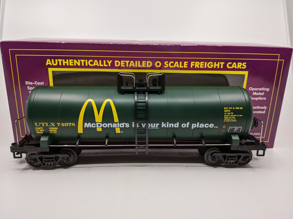 MTH 20-96021 O McDonald's Single Dome Tank Car #78390 LN/Box