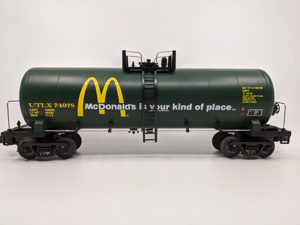 MTH 20-96021 O Gauge McDonald's Single Dome Tank Car #74978 LN/Box